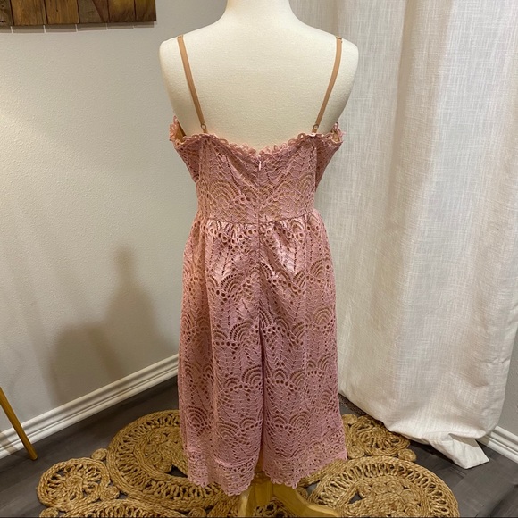 Anthropologie Current Air Pink Lace Midi Dress - Picture 5 of 11